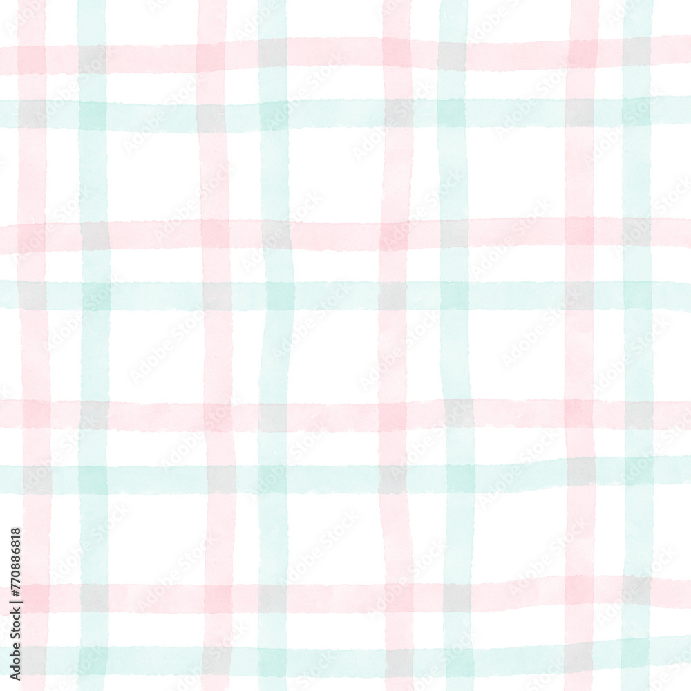 Pink Green Plaid Gingham Check Hand Drawn Background Overlay Pink Green Plaid Gingham Check Hand Drawn Background Overlay