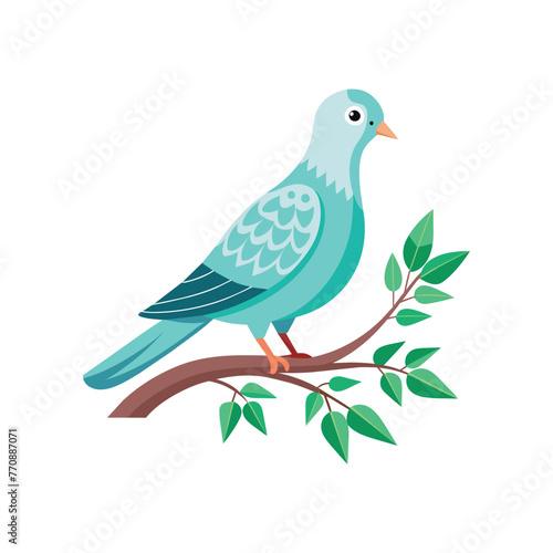 Captured a dove bird on a branch