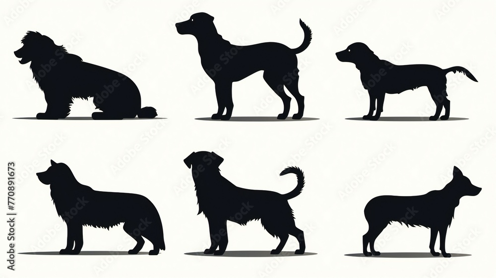 set of black vector Silhouette illustration of dog