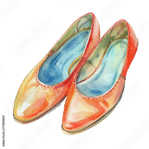 flat shoes vector illustration in watercolour style