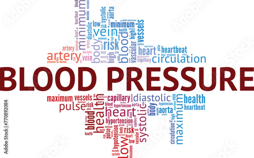 Blood Pressure word cloud conceptual design isolated on white background.