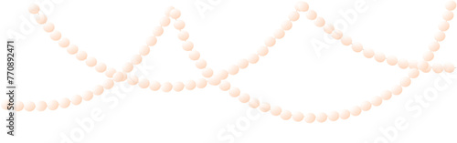 horizontal frame made of pearl beads. Vector stock illustration. Decorative glossy realistic elements. isolated on a white background.