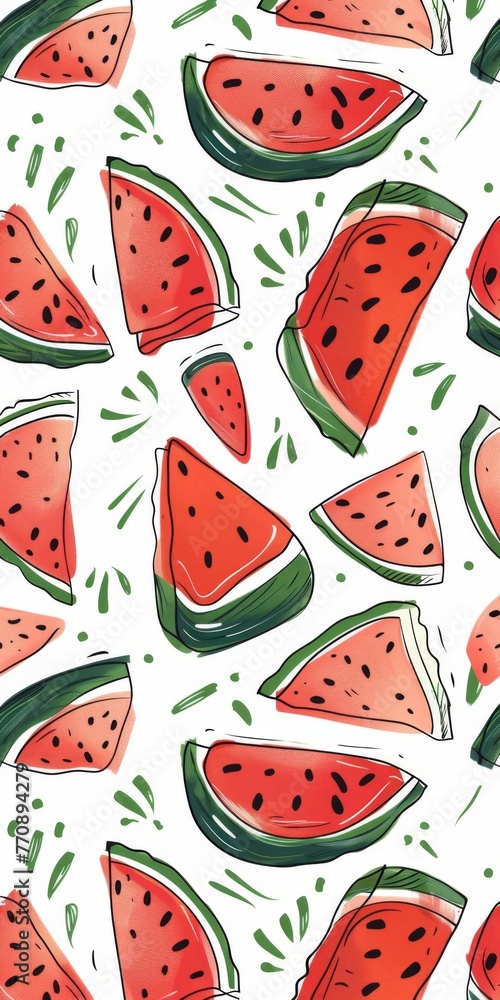 Juicy Red Cute Watermelon Pattern Art l Sweet Simple Fruit design illustration in white background l Fresh cartoon watermelon slice icon in summer l Freshness wall print fun Juicy Red Cute Watermelon Pattern Art l Sweet Simple Fruit design illustration in white background l Fresh cartoon watermelon slice icon in summer l Freshness wall print fun
