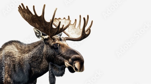 wild moose banner panorama long cut out on white background