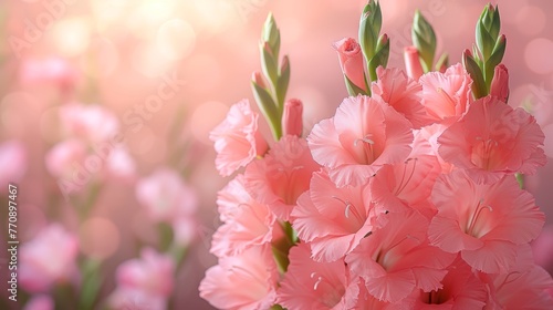   A tight shot of a mass of pink blooms against a softly blurred backdrop of pink blossoms