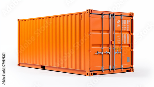 shipping container on transparent background, orange cargo container, shipping and transportation concept