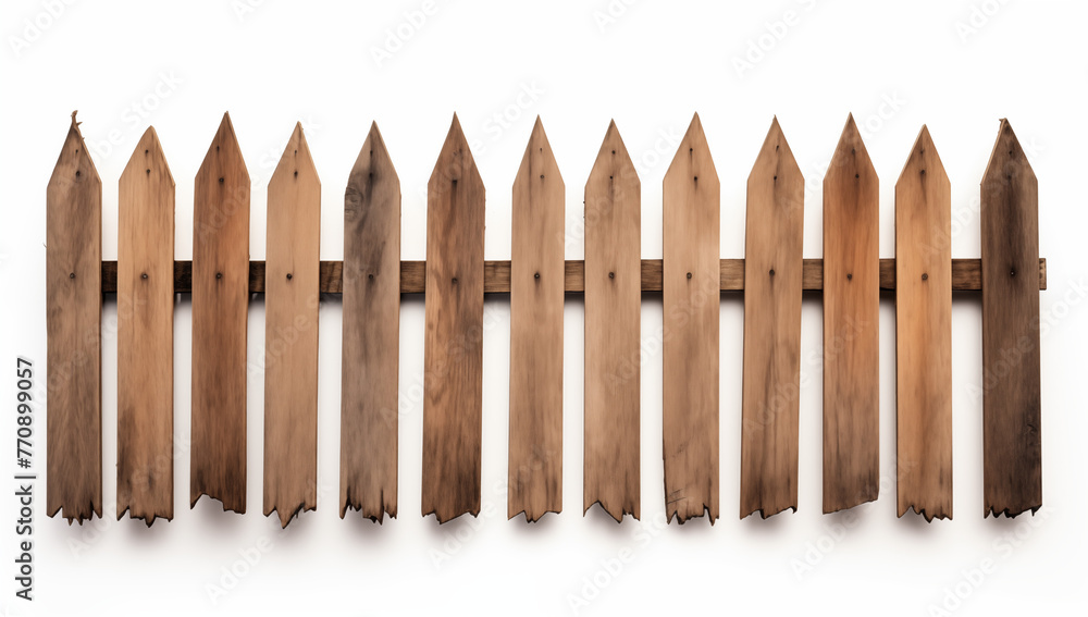 Old wooden fence isolated on white background, wooden country fence cut out Old wooden fence isolated on white background, wooden country fence cut out