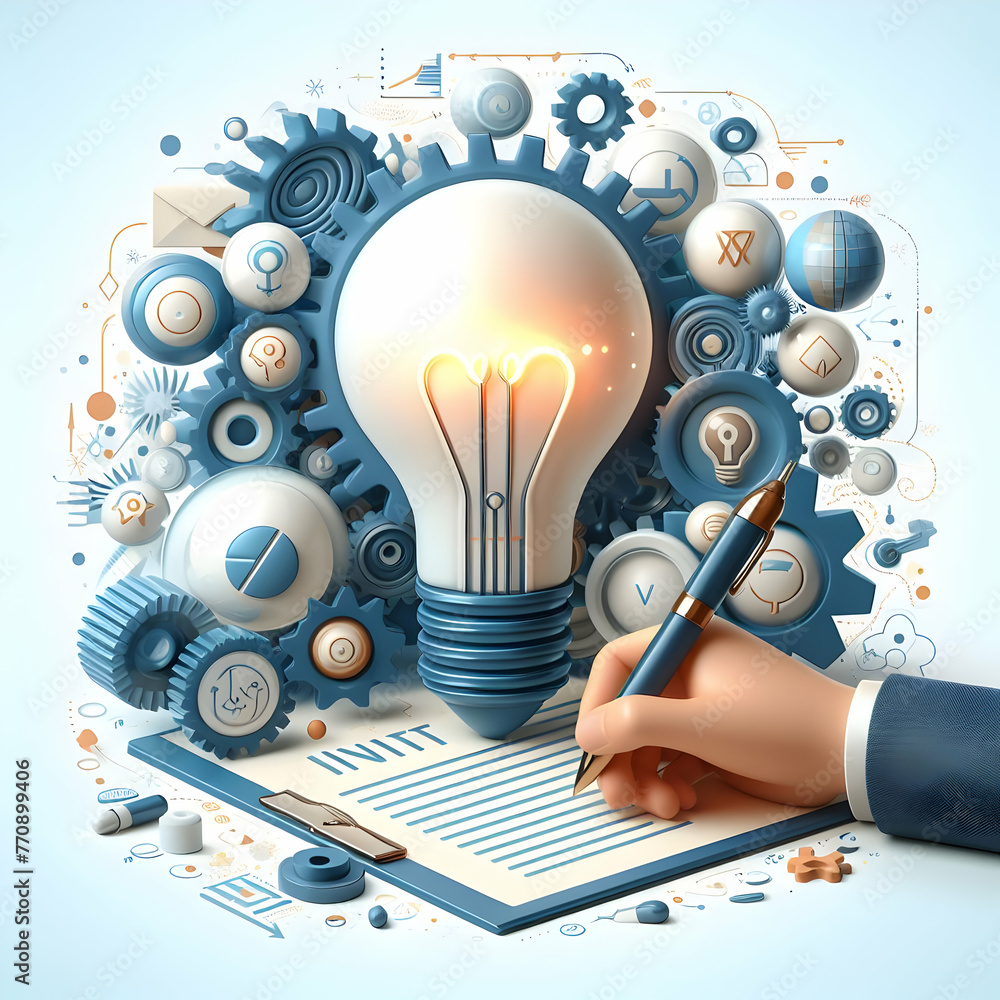 3D flat icon for business as Innovation Signature as A pen signing off ...