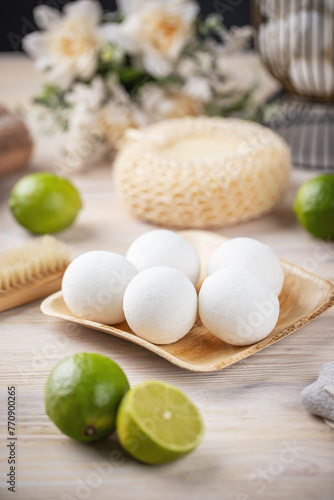 Spa essentials with natural bath bombs