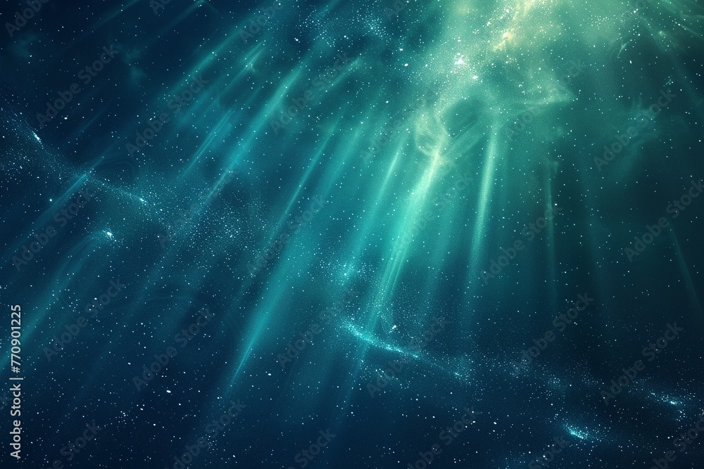 Polar aurora, night sky abstract, wide angle, green and blue hues for ethereal wallpaper , octane render - obrazy, fototapety, plakaty 