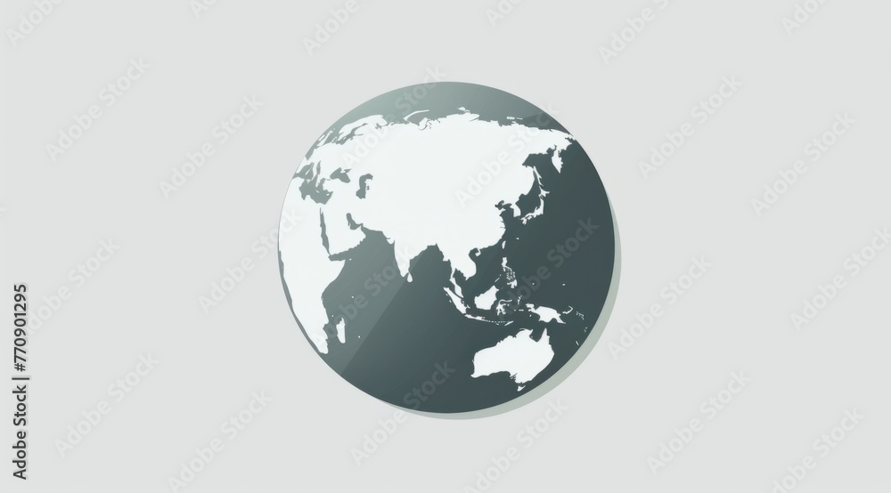 A gray flat design of the Earth with China highlighted in white, on a white background The planet is rendered as a simple silhouette with no texture or shading details Generative AI A gray flat design of the Earth with China highlighted in white, on a white background The planet is rendered as a simple silhouette with no texture or shading details Generative AI