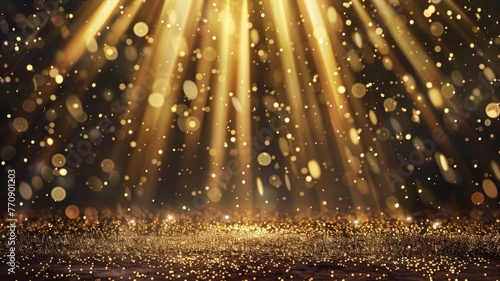 Glowing golden light with sparkling particles - Golden light and sparkling particles evoke sensations of joy, prosperity, and celebratory moments photo