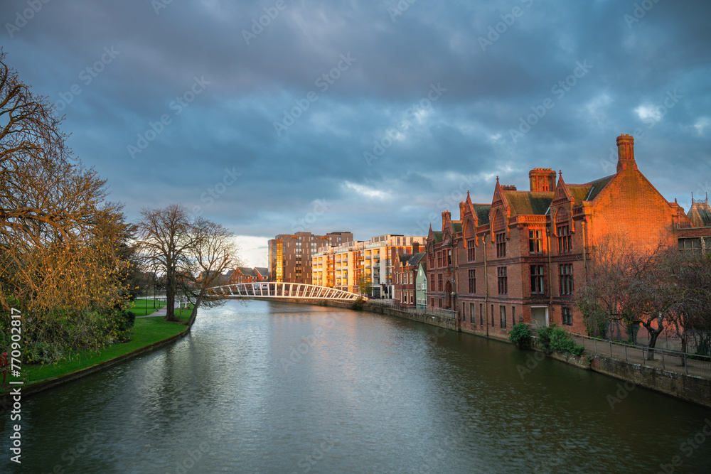 Bedford riverside on the Great Ouse river at sunrise. England