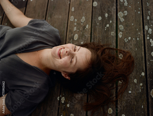 A woman portrait smiling sincerely  photo