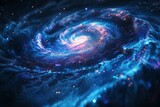 Starry night, abstract galaxy swirls, wide lens, deep blues for cosmic wallpaper , octane render