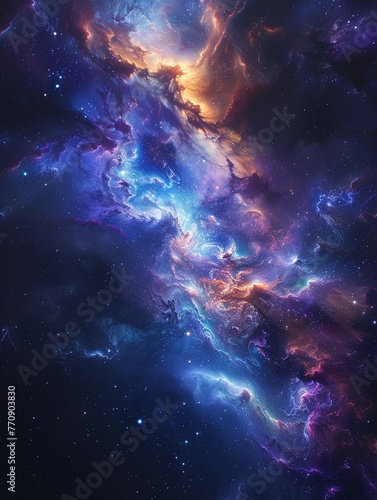 Stardust nebula, deep space colors, wide lens, vibrant for a cosmic wallpaper , octane render
