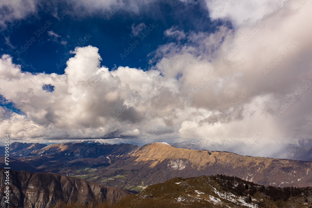 Mount Matajur in a cloudy spring day