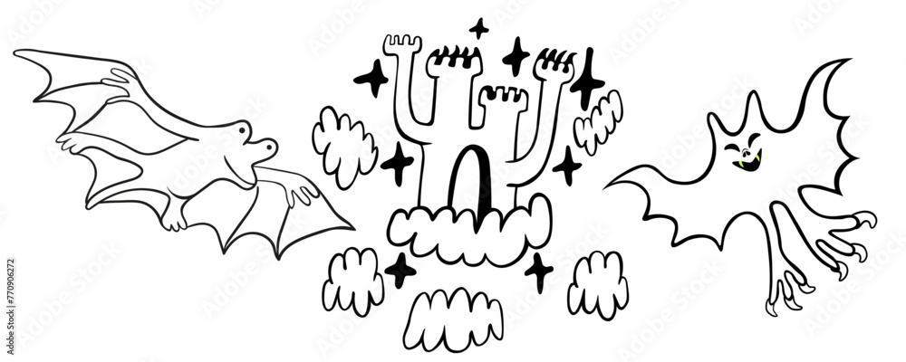 set of doodle icons elements in vector.teenage subcultural objects.line art for stickers, print, app, design, web site, label, poster, postcard set of doodle icons elements in vector.teenage subcultural objects.line art for stickers, print, app, design, web site, label, poster, postcard