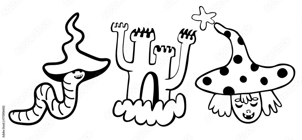 set of doodle icons elements in vector.teenage subcultural objects.line art for stickers, print, app, design, web site, label, poster, postcard set of doodle icons elements in vector.teenage subcultural objects.line art for stickers, print, app, design, web site, label, poster, postcard