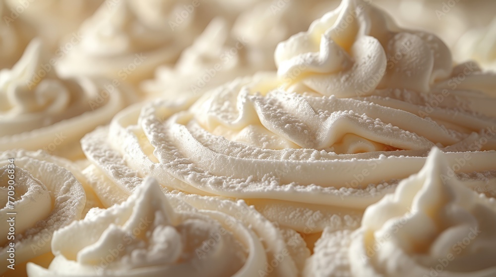 A tight shot of a cupcake sporting white frosting on its icing A tight shot of a cupcake sporting white frosting on its icing