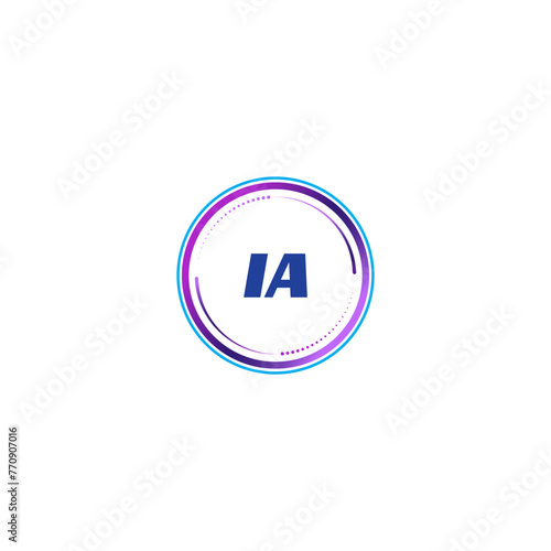 IA creative initial letter flat monogram logo design with White background.Vector logo modern alphabet gradient color frame style.