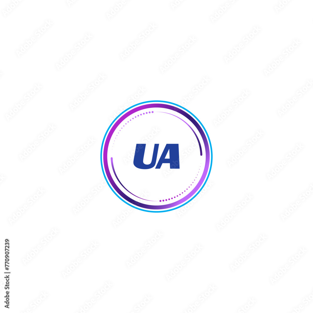 UA creative initial letter flat monogram logo design with White background.Vector logo modern alphabet gradient color frame style. UA creative initial letter flat monogram logo design with White background.Vector logo modern alphabet gradient color frame style.