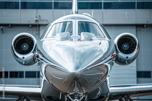 Close-up of a business jet parked outside © Igor