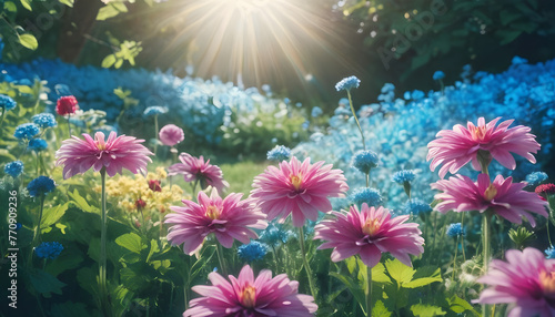 flowers spring summer in Sunny garden Colorful beautiful multicolored 5