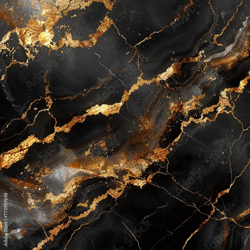 Black and gold marble, luxurious patterns, wide angle, elegant for sophisticated wallpaper , blender © NatthyDesign