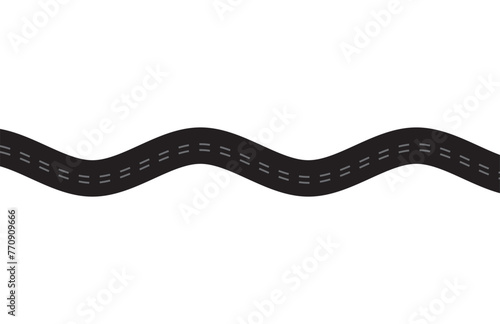 Winding highway road from top view. Horizontal asphalt road template. 11:11