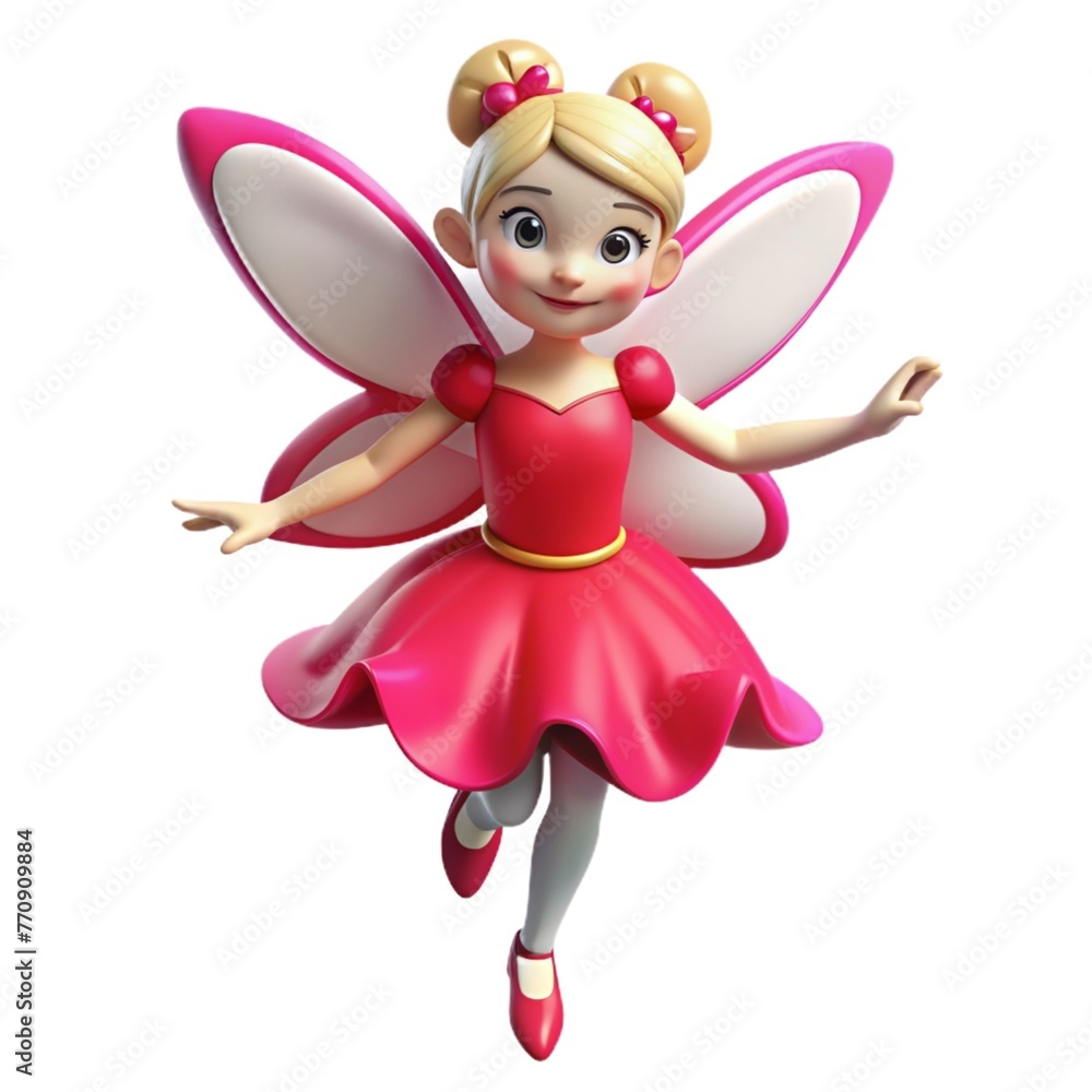 Volumetric Illustration of a Fairy in a Pink Dress with Wings Volumetric Illustration of a Fairy in a Pink Dress with Wings