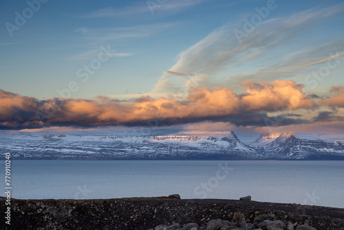 Sunset at the fjord, Westfjords, Iceland © yassmin