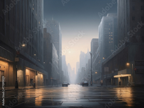 Future cityscapes at dusk
