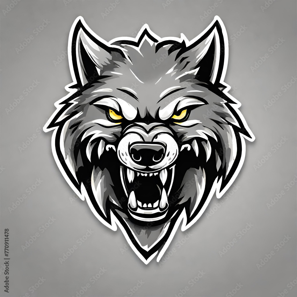 Black And White wolf gaming logo for gamers or e-sport logo Black And White wolf gaming logo for gamers or e-sport logo