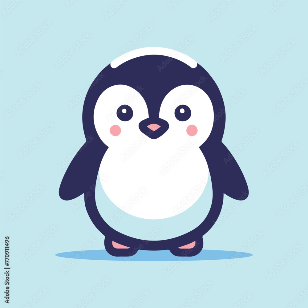 Fototapeta premium cartoon character penguin bird with ice