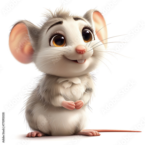 Cute Funny Cartoon Mouse, Illustration for Children Book, Generative AI © Vig