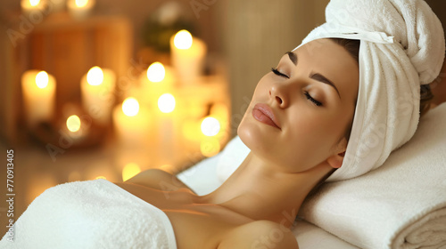 Woman Enjoying Relaxing Spa Massage While Lying on Massage Bed
