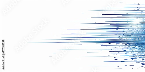 Abstract linear blue lines pattern on white background technology line, speed motion, fast forward concept design for banner or web template Generative AI photo