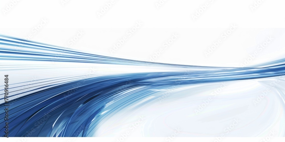 Abstract blue lines speed across a white background presentation design, featuring a simple flat illustration in a minimalist style, with a large copy space Generative AI - obrazy, fototapety, plakaty 