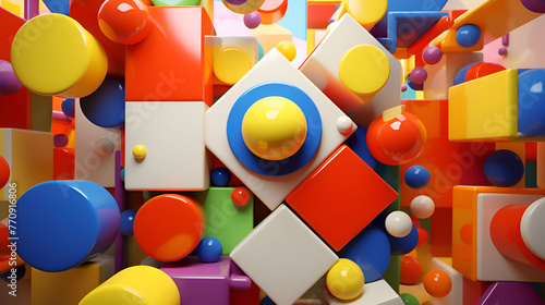 3d rendering of abstract colorful background with geometric shapes in the center
