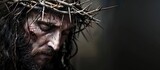 Jesus Christ in crown of thorns, photo close up	
