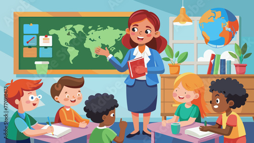 pupils and teacher in classroom school pedagogue