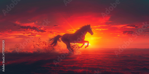 horse at sunset © eevnx