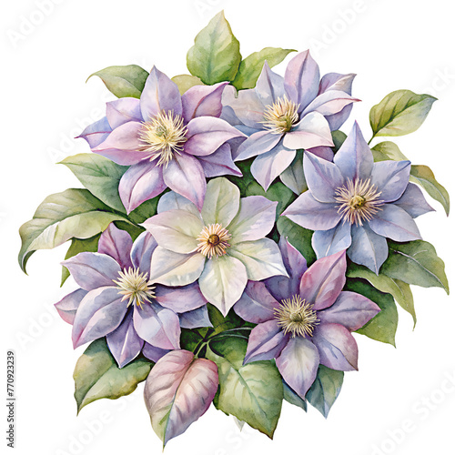 Clematis flowers on a transparent background