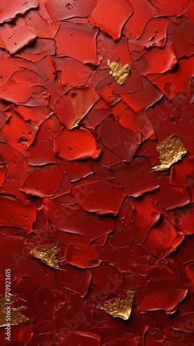 Close Up of Painting With Red Flowers