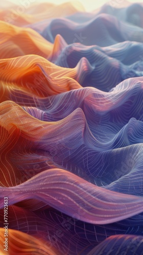 Abstract Painting of Wavy Lines and Colors