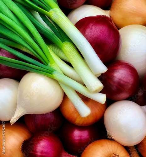 concept of organic vegetables. background of fresh onion close-up