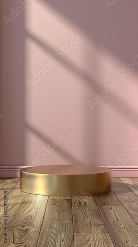 Wooden Floor and Pink Wall Room