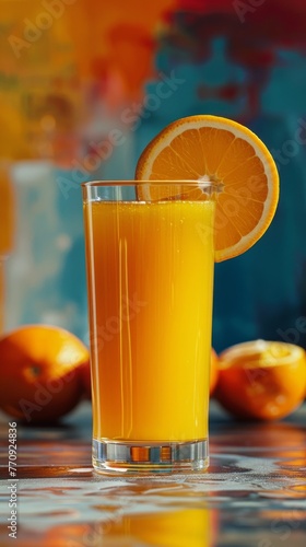 Glass of Orange Juice on Table