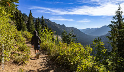 child exploring mountain trails